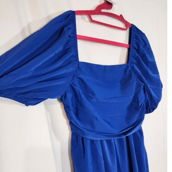 Shein US 8/10 $28 Royal Blue Square Neck Balloon Sleeve Castlecore Short Dress‎ - Picture 2 of 11